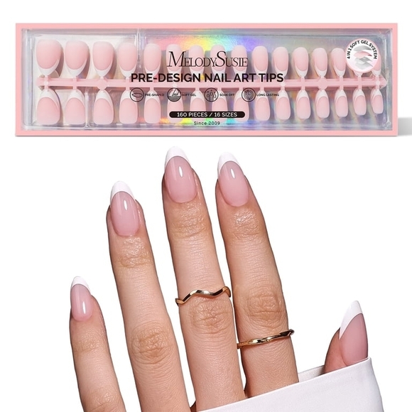 melody susie Accessories - Pink & White French Press-On Nail Tips - 160 Pack